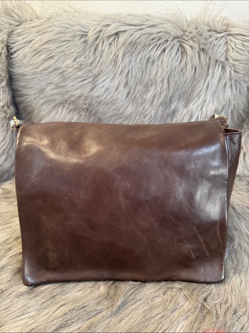 A.S.98 Classic Brown Leather Shoulder Bag